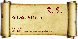 Kriván Vilmos névjegykártya